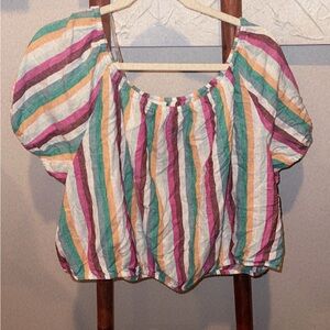 Ava & Viv Colorful Striped Crop Top